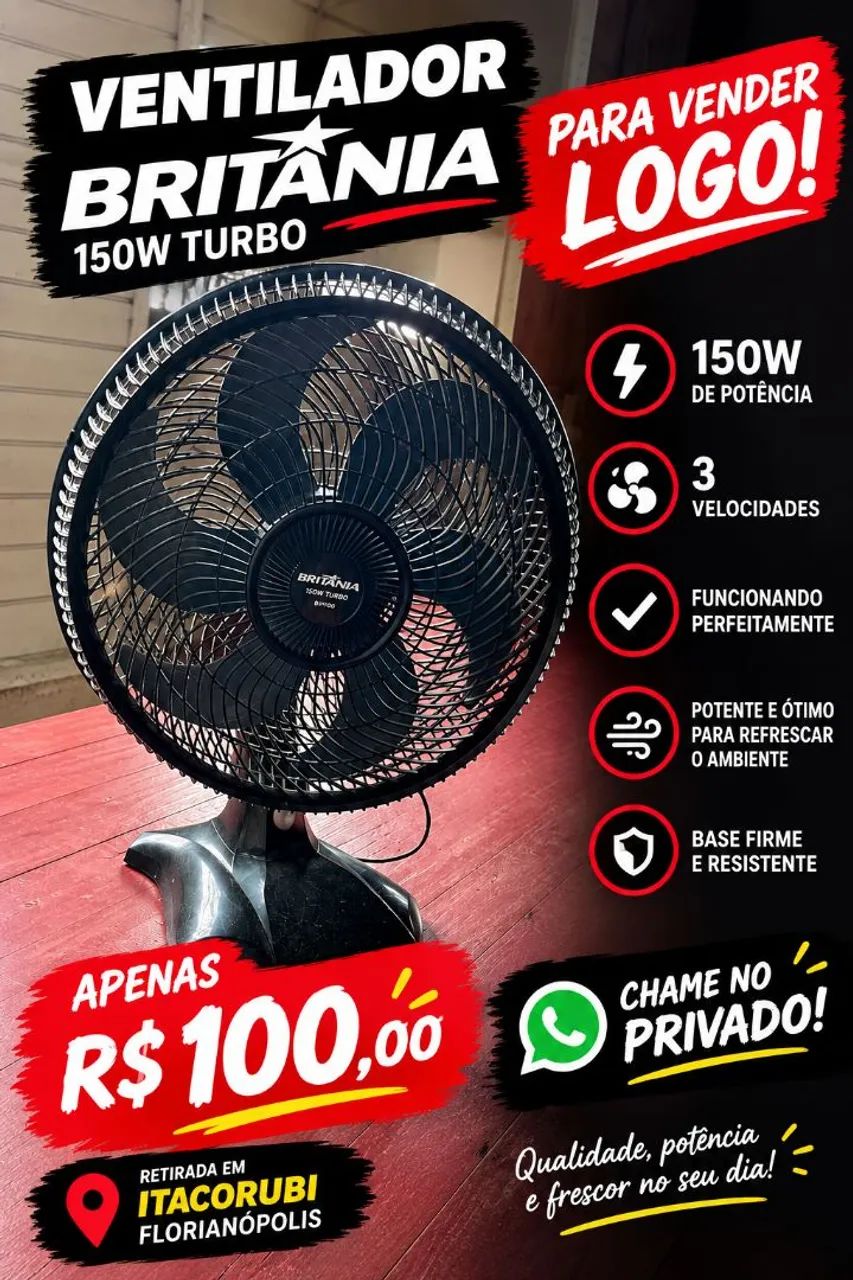 Ventilador de Mesa Britânia 150W Turbo