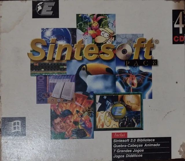 4 CD-ROM Sintesoft Pack para PC - Raridade - 1994