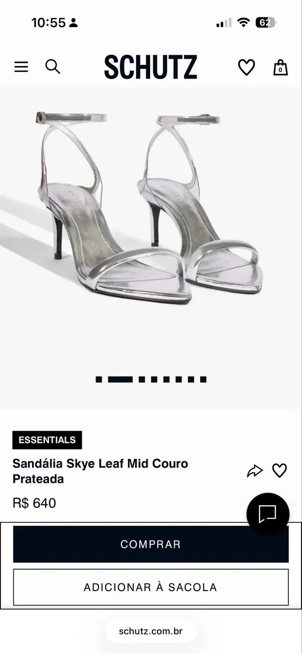 SCHÜTZ Sandália Skye Leaf Mid Couro Prateada - Foto 3