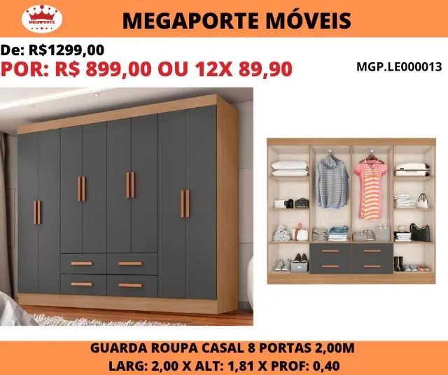 GUARDA ROUPA 8 PORTAS CASAL  - Foto 2