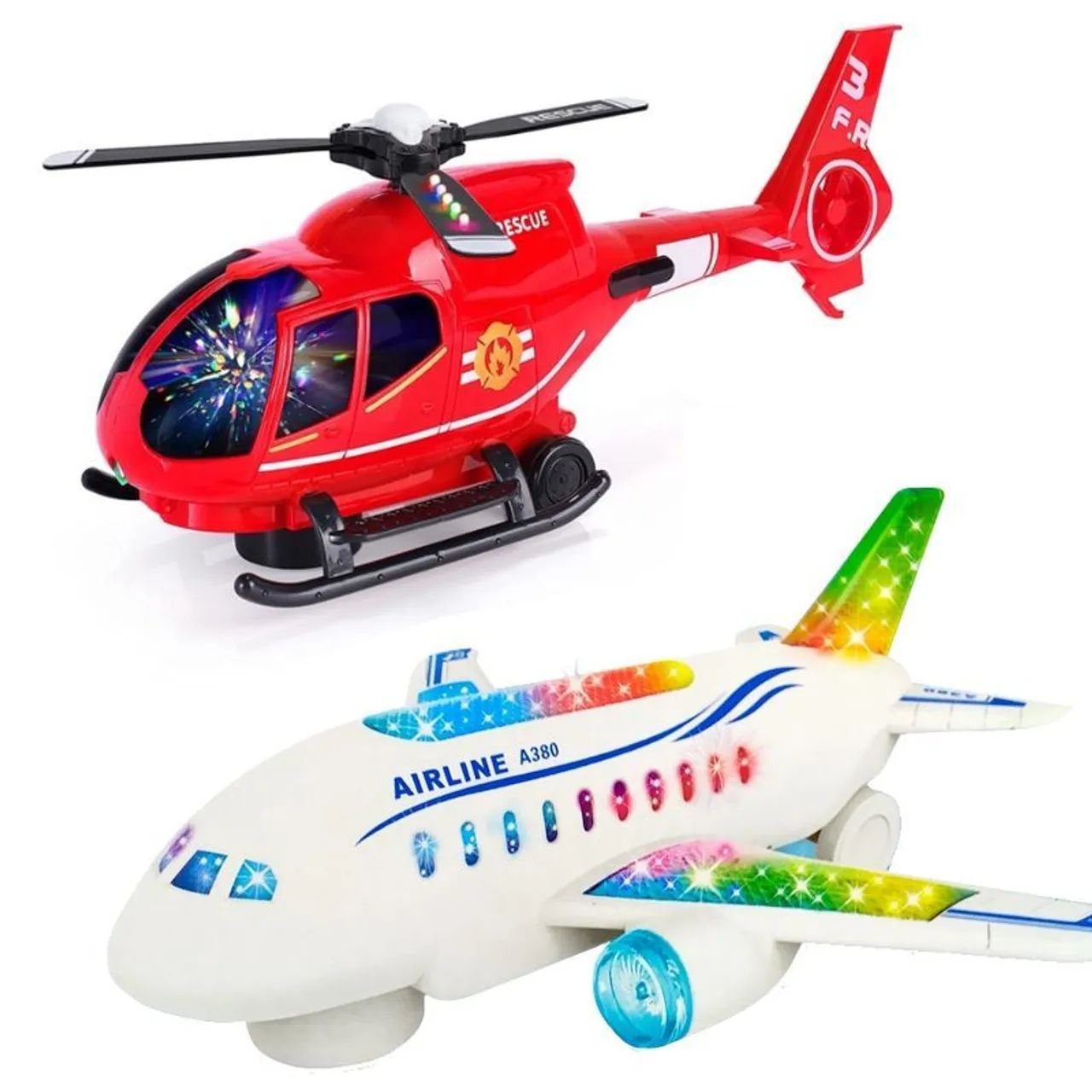 Kit Especial 2 em 1 Avião e Helicóptero Infantil Sensor...
