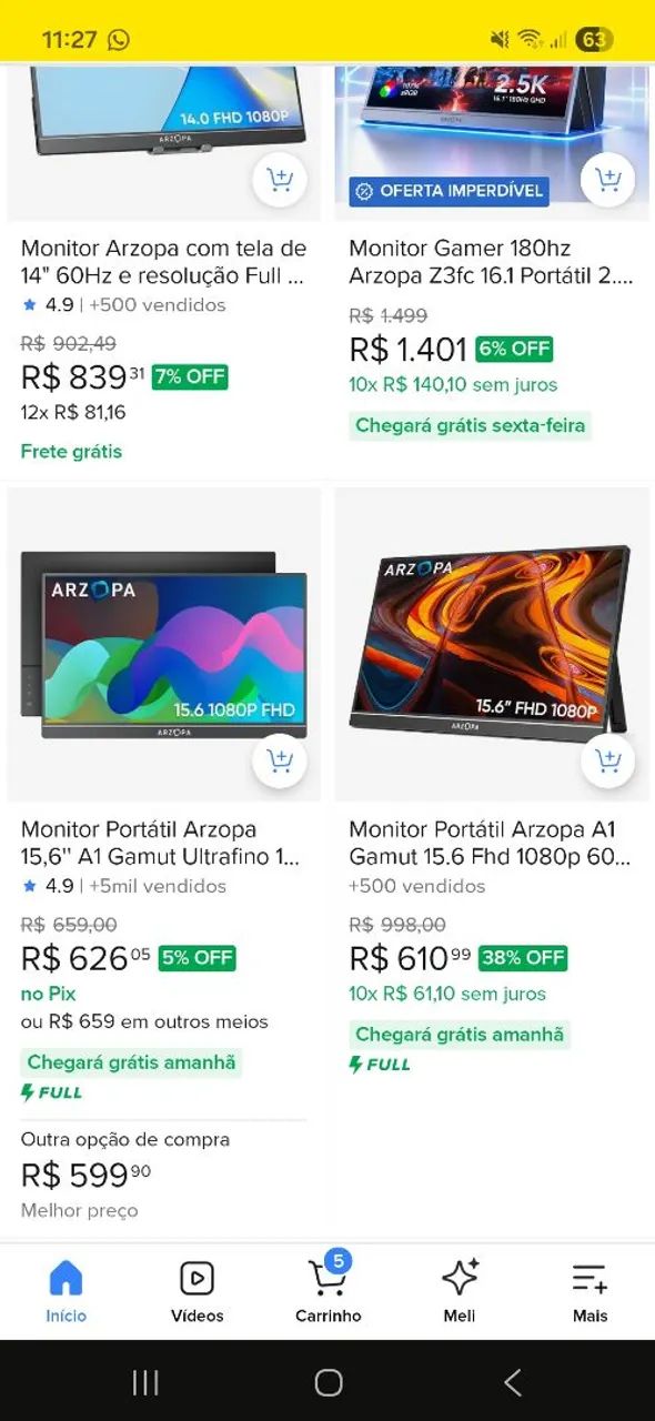 Monitor portátil arzopa 15,6 polegadas Novo  - Foto 4
