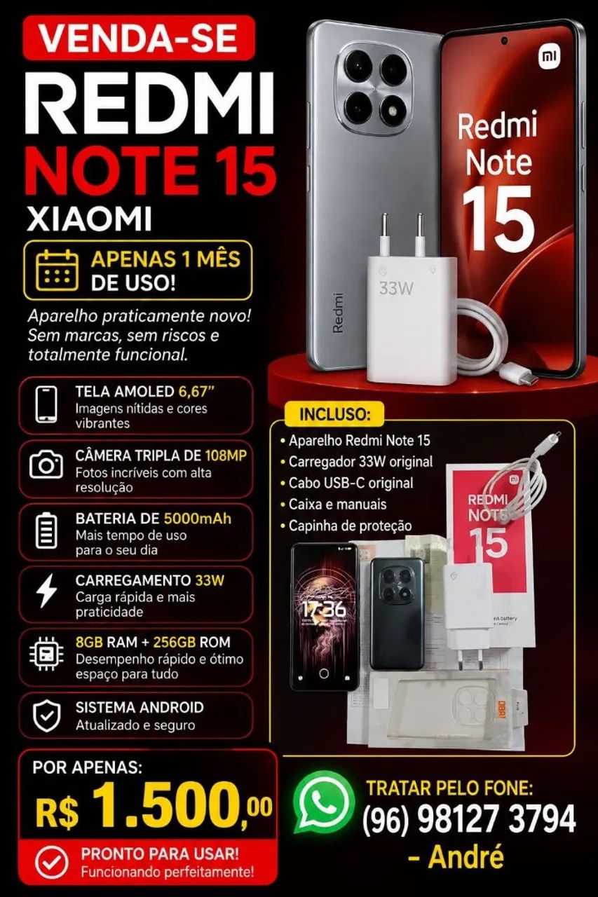 Vendo Xiaomi Redmi Note 15.