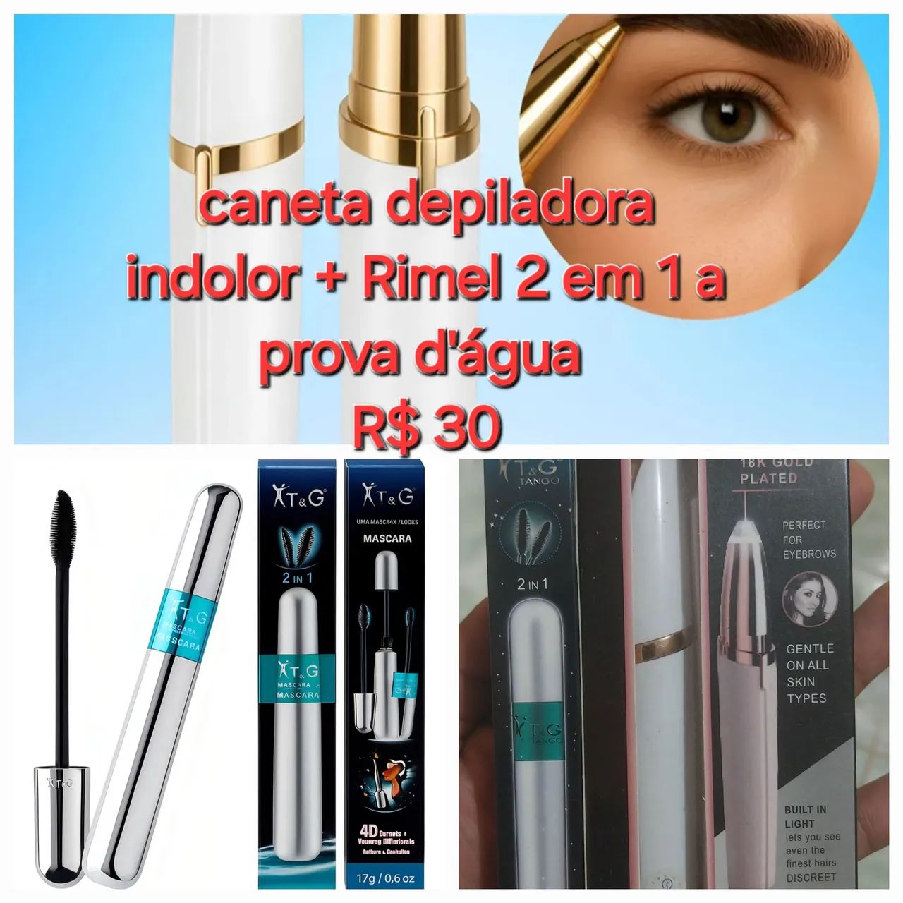 Caneta depiladora indolor e Rimel 4d 