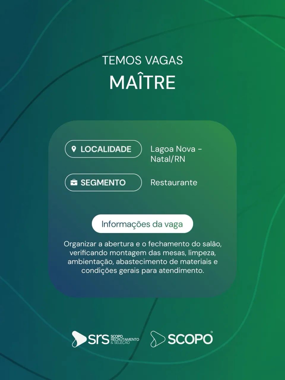 Vaga para Maître