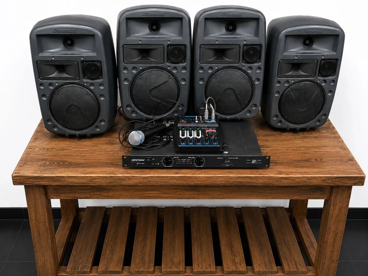 Som ambiente Potência Wattson/ Mesa Bluetooth  USB Microfone e 4 caixas 3 vias - Foto 2