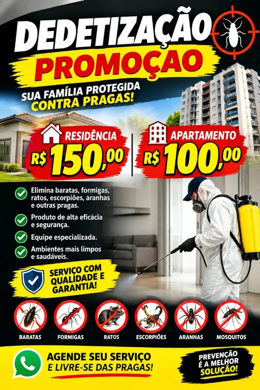 Dedetização promoção residencia e apartamento