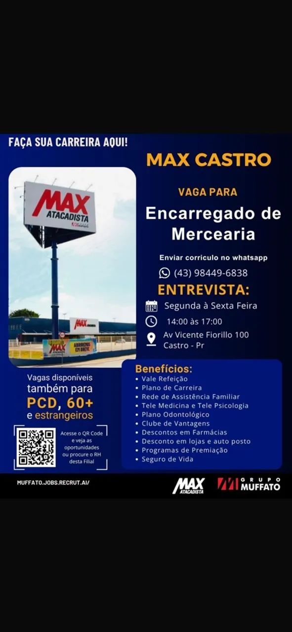 Vaga: Encarregado de Mercearia