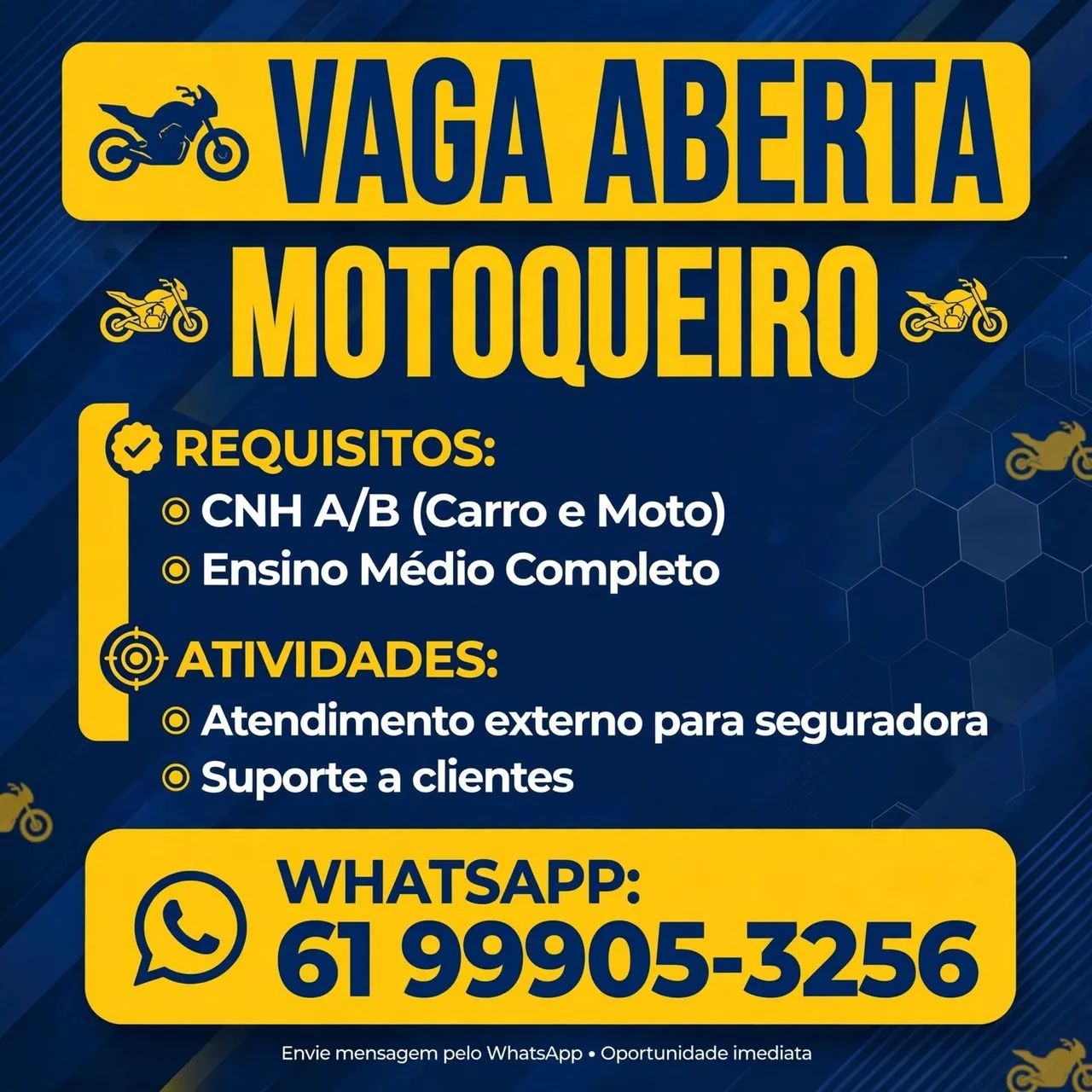 OPORTUNIDADE P/ MOTOQUEIRO