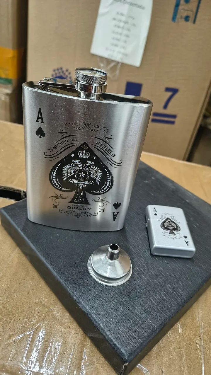 Cantil com isqueiro e funil. Aço inox!  - Foto 3