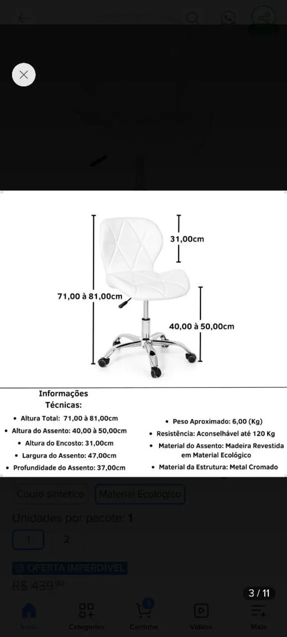 Cadeira Office Eiffel - Foto 2