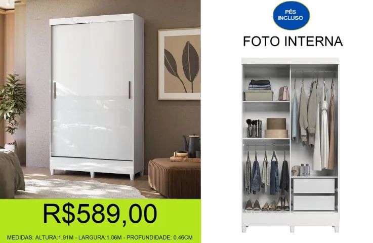 roupeiro - fit - porta de correr - compre e retire hoje mesmo 