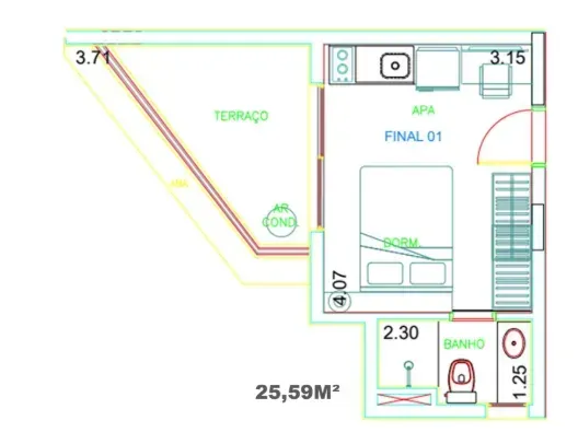 PLANTA 25m²