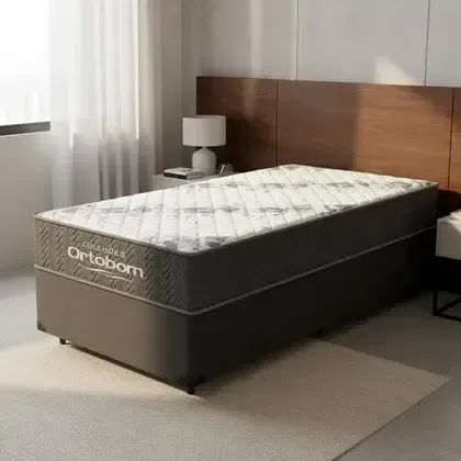 Cama box solteiro com colchão ortobom 