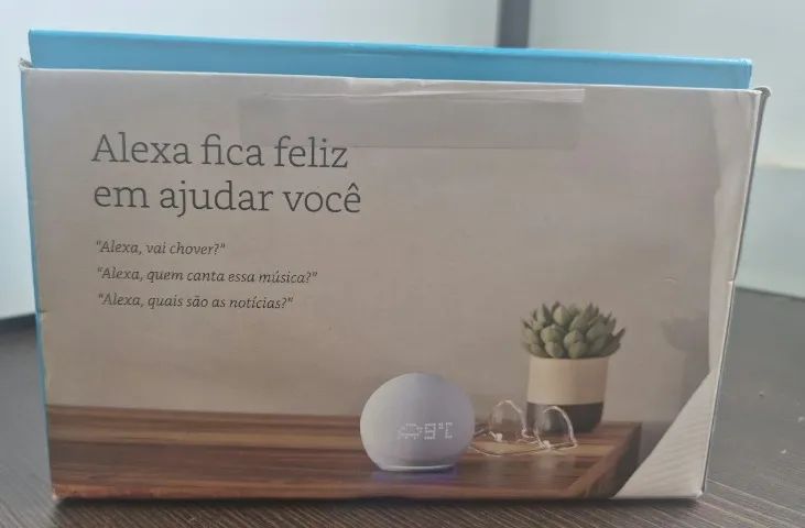 Amazon Echo Dot 5° Gen com Relógio - Branco - Foto 2