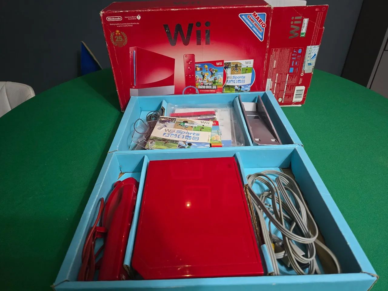 Nintendo Wii vermelho edição 25 anos mario completo na caixa