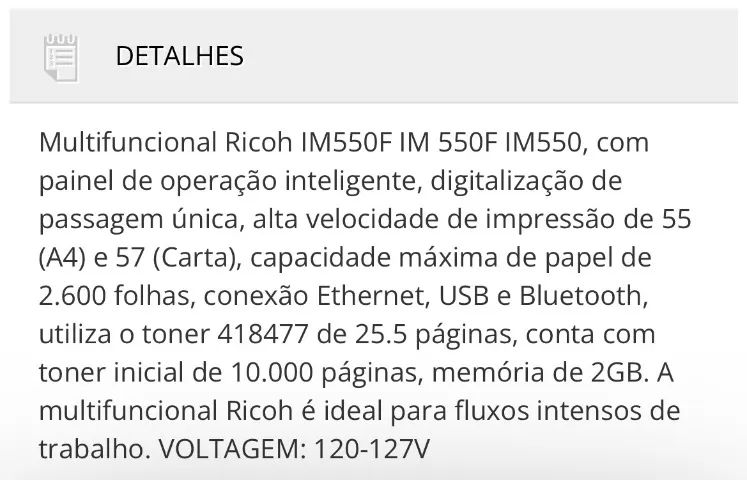 Impressora multifuncional RICOH IM 550F - Foto 2