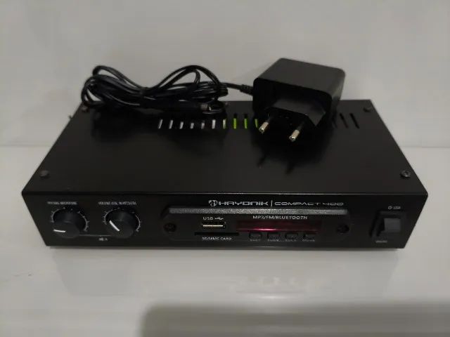 Amplificador Hayonik Compact 400 com USB, Bluetooth, FM e SD/MMC