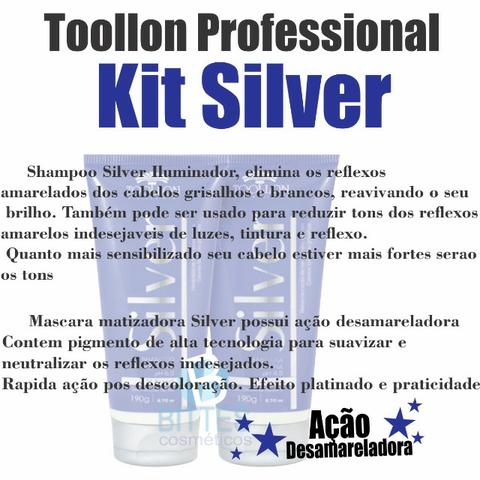 5 Kit Silver Toolon Profissional Shampoo Mascara Matizador Blond Cabelo Mega Loiros - Foto 3