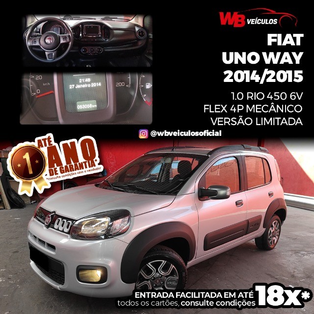 FIAT UNO WAY 1.0 RIO 450 2014 / 2015 VENDO, TROCO E FINANCIO