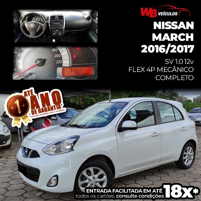 NISSAN MARCH SV 1.0 12V 2016 / 2017 VENDO, TROCO E FINANCIO