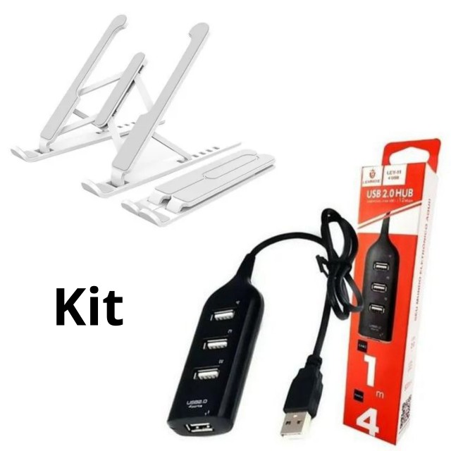 Kit Suporte P/celular Tablet + Regua Cabo Hub Usb 2.0 4 portas