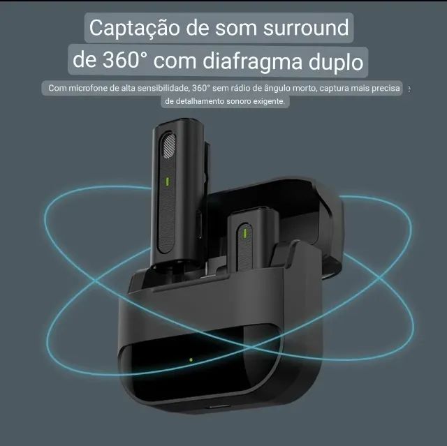 Microfone Lapela Sem Fio M9 para iPhone - Alta Qualidade e Facilidade de Uso - Foto 5