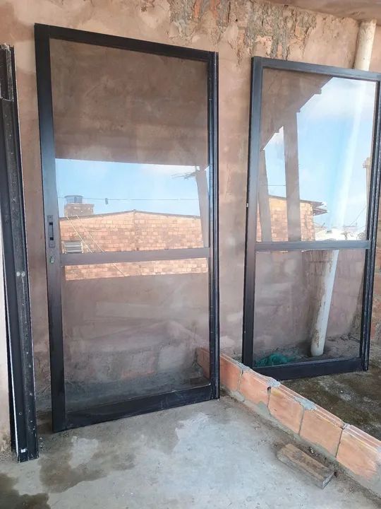 Porta de vidro de correr usada contato *71 - Foto 2