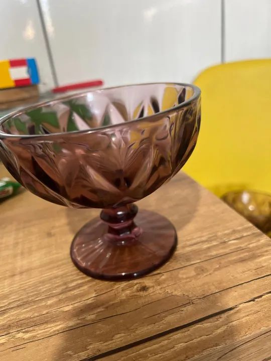 Jogo de taças de sobremesa em vidro 310 ml 6 peças diamond ametista rose - Foto 2