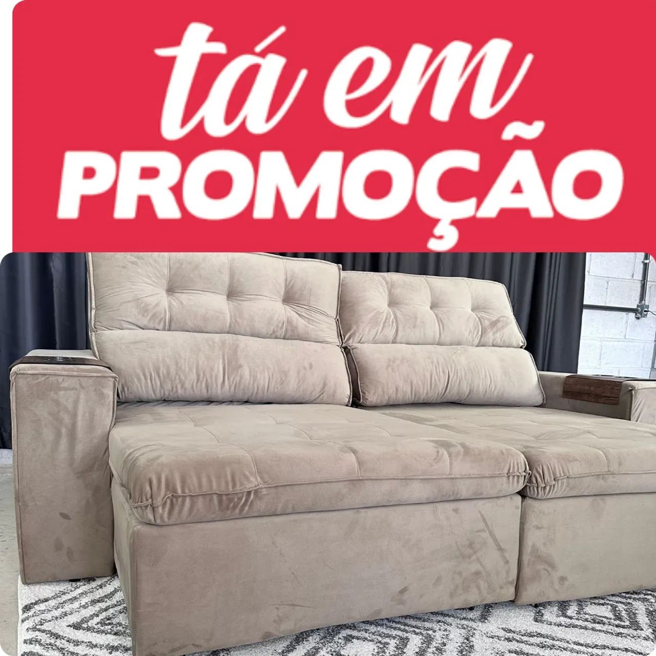 Promoção sofá retrátil 2,30m bege 64842073047299120