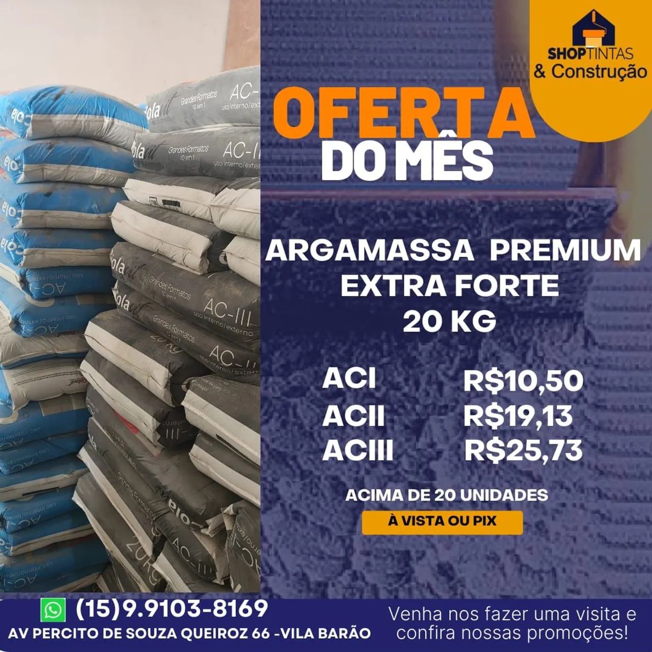 Super promoção de argamassa Premium
