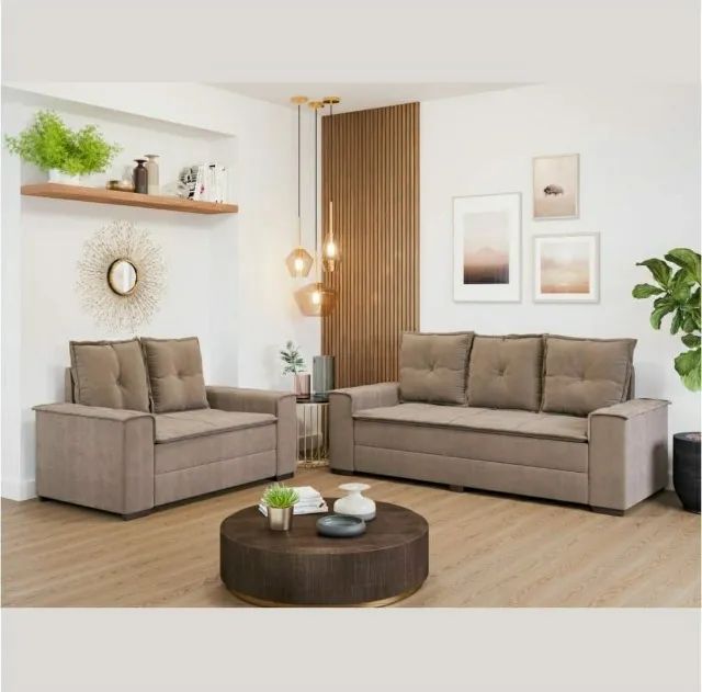 Conjunto de Estofados de 3 e 2 Lugares Barcelona Estofados Linhares  - Foto 3