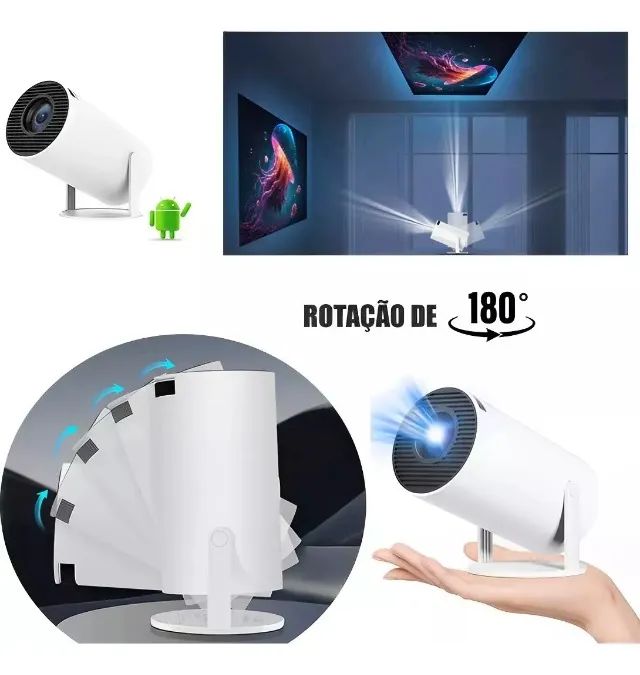 Projetor Wifi Suporta 4k 1080p Android 11 Portátil Cor Branco 110/220V - Foto 2