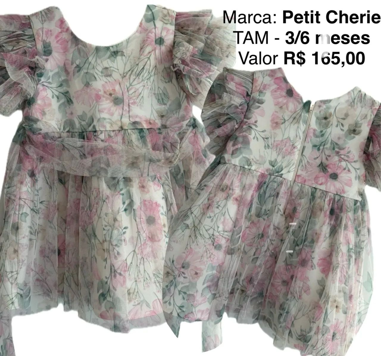 Vestido Bebê Petit Cherie 3-6 meses