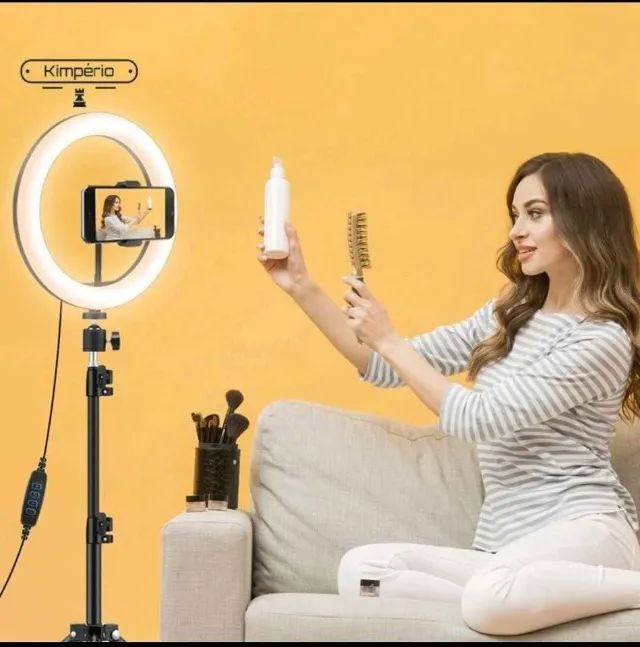 Super desconto: luminador 26cm Completo + Tripé 2.1m Ring Light Led  - Foto 2