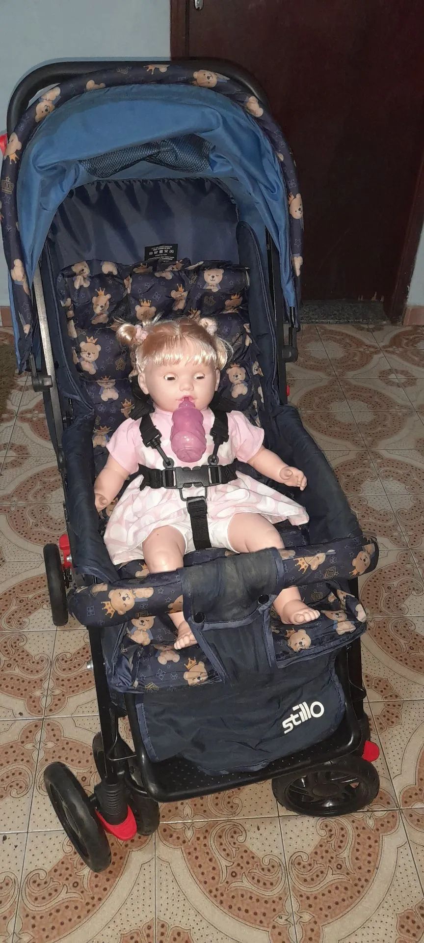 Carrinho de Bebê - Azul - Com Ursinhos! - Foto 5