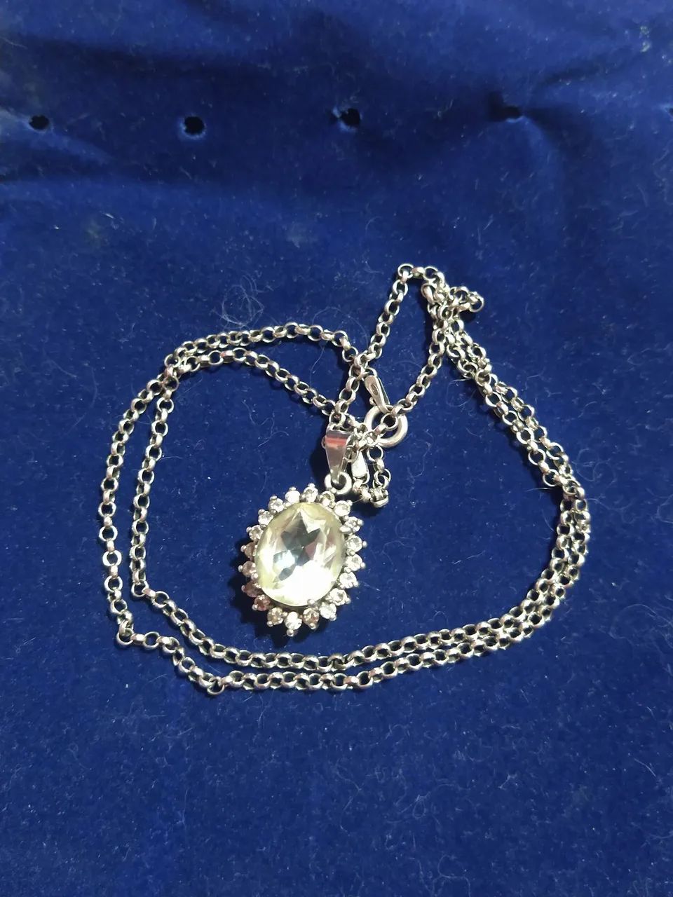 Corrente em prata  com pingente cristal lindo! - Foto 3