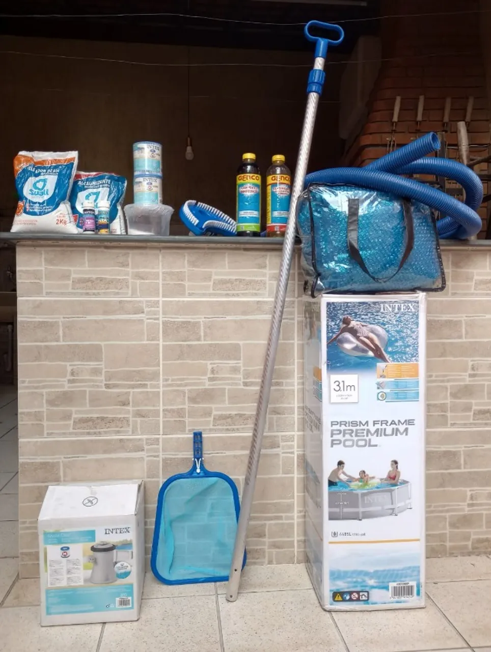 Piscina 4.485L Intex + Equipamentos + Produtos - Usada 1 vez. Na garantia