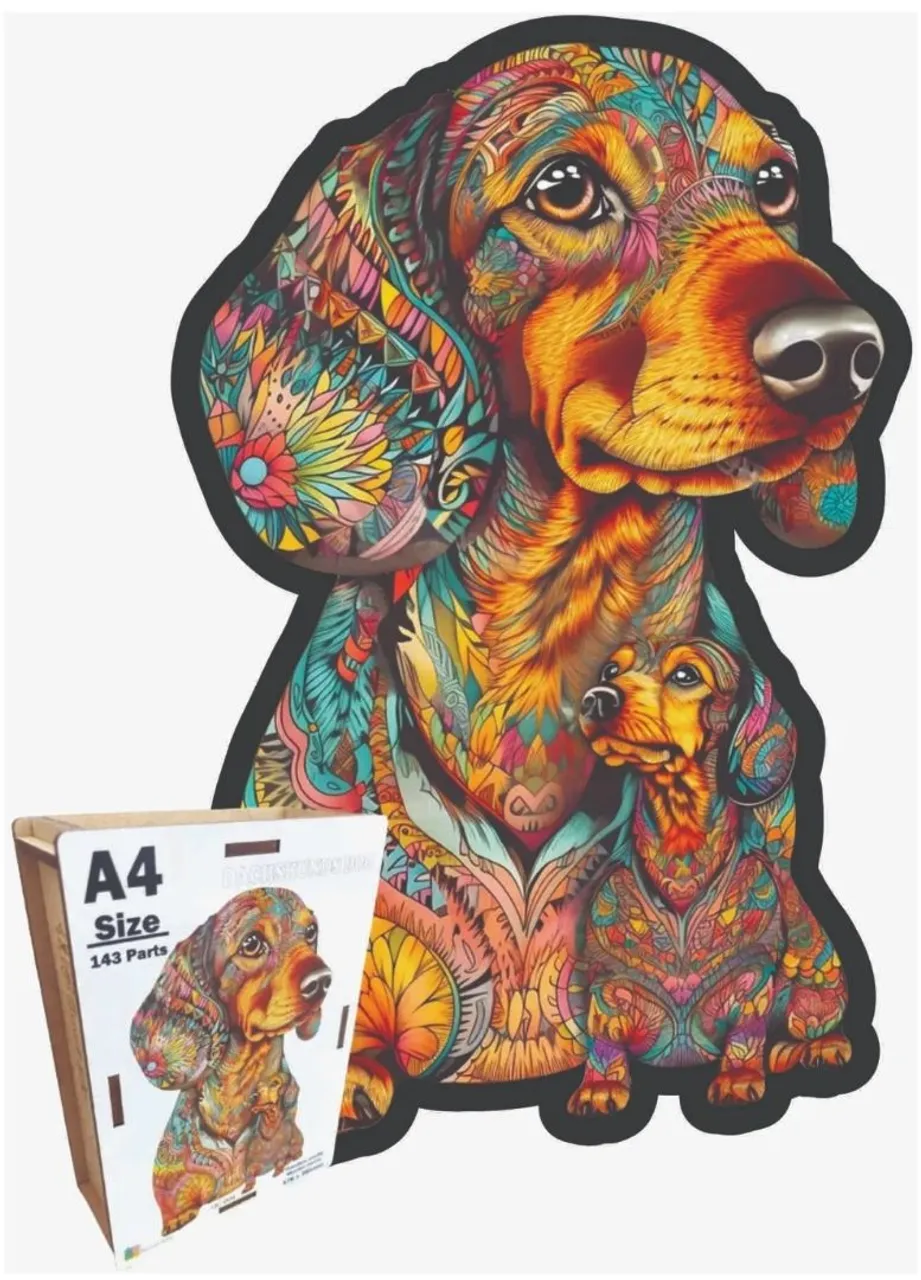 Quebra-cabeça Cachorro Salsicha Dachshund - A4 - 143 peças