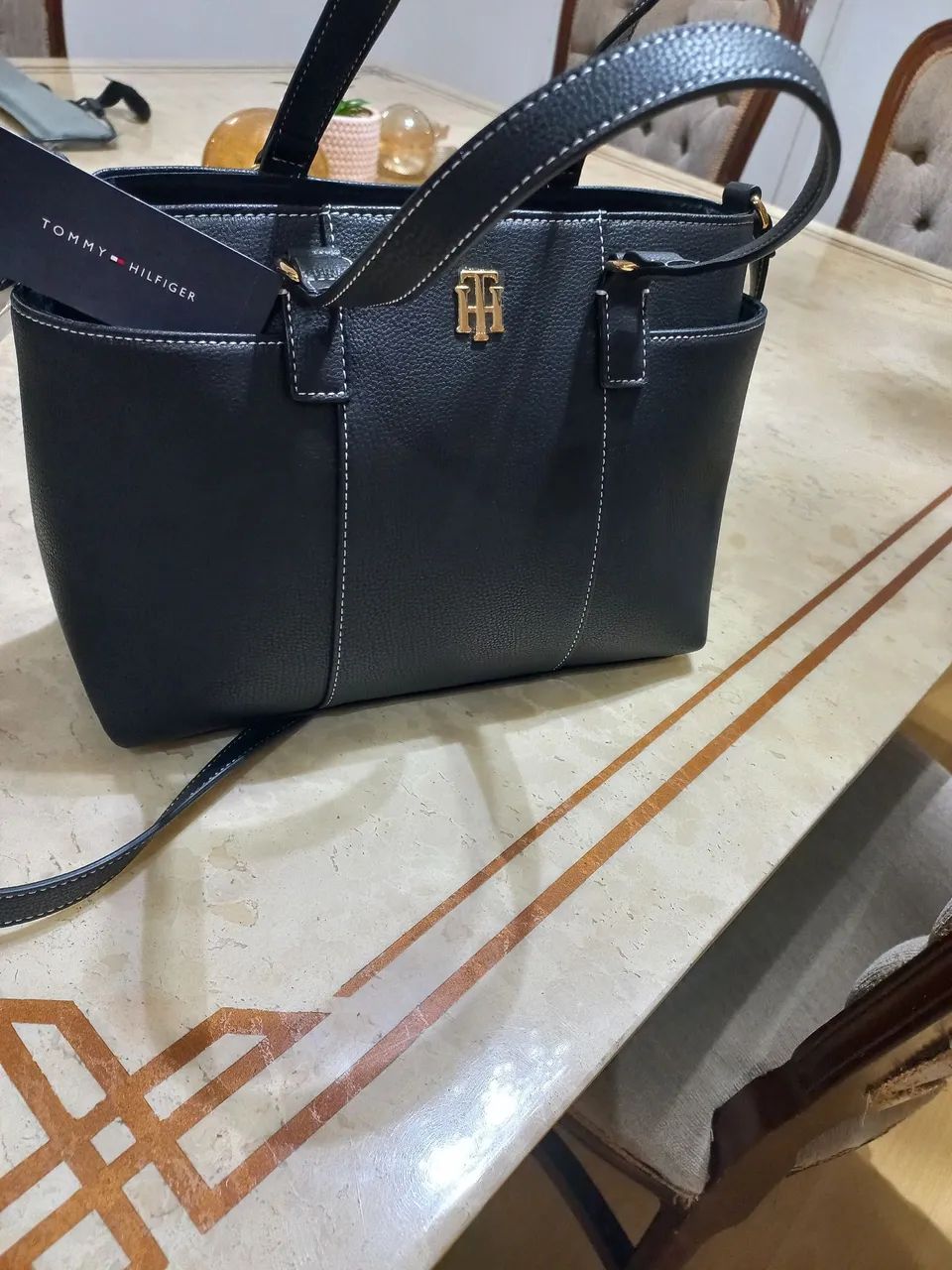 Bolsa preta, Tommy Hilfiger, nova