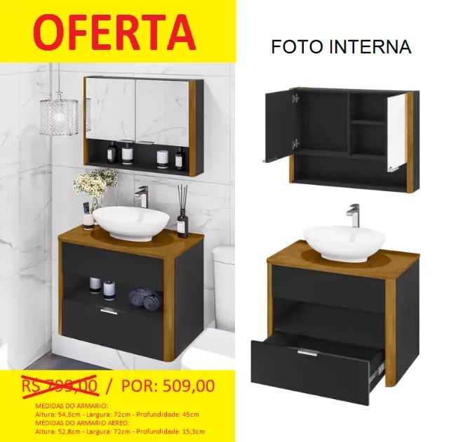 Gabinete com espelheira inclusa - Ultra performance - Foto 2