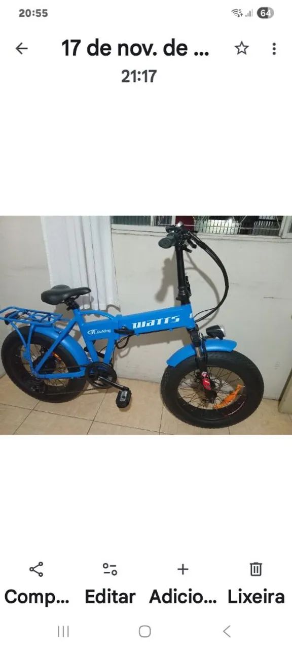 BICICLETA ELÉTRICA WATTS BW3 350 WTS DOBLAVEL ARO 20 PNEU LARGO NOVA OFERTA IMPERDIVEL. - Foto 5