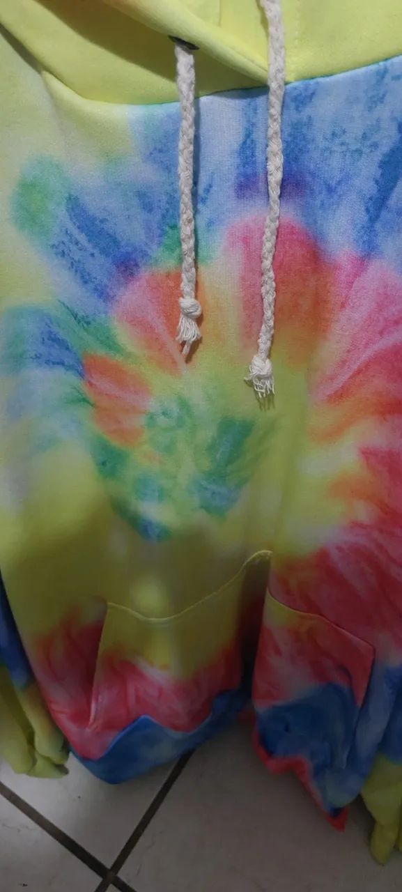 Moletom Casaco Tie Dye Flanelado - Tamanho  G - Foto 2
