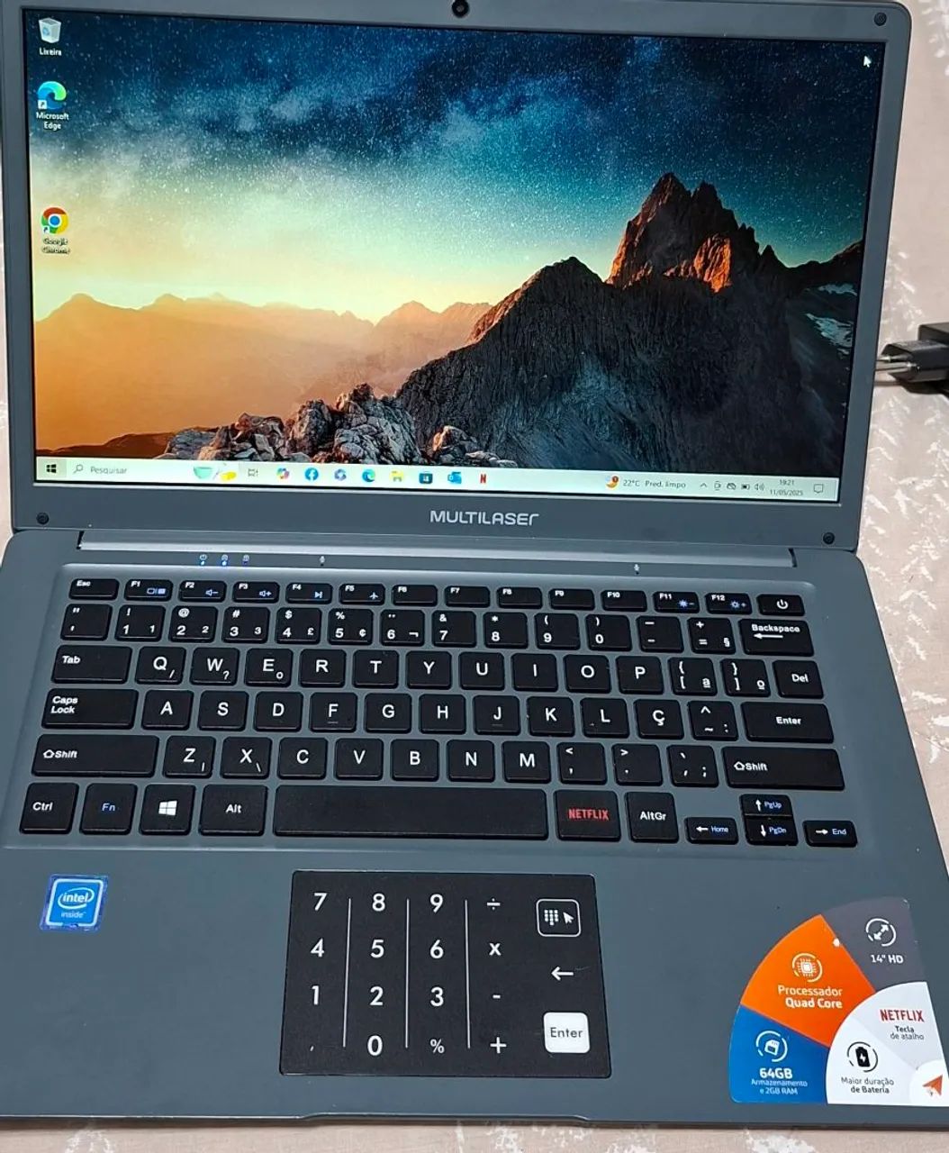 Notebook Multilaser 14 polegadas com 64GB de armazenamento