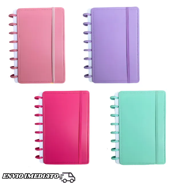 Caderno Inteligente Medio A5 Disco 80 Folhas Pautadas Capa Dura Pratico Com Elastico Envio