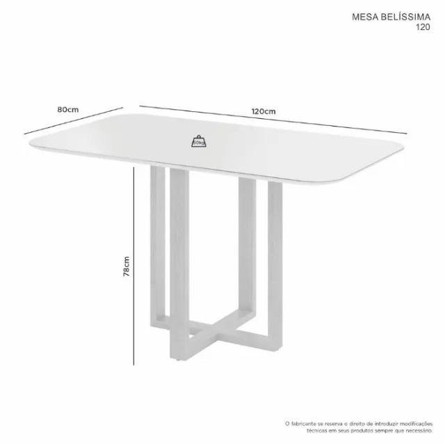 Conjunto Sala De Jantar Com Tampo Em MDF e Vidro Laqueado E Cadeiras Em Madeira Maciça  - Foto 3