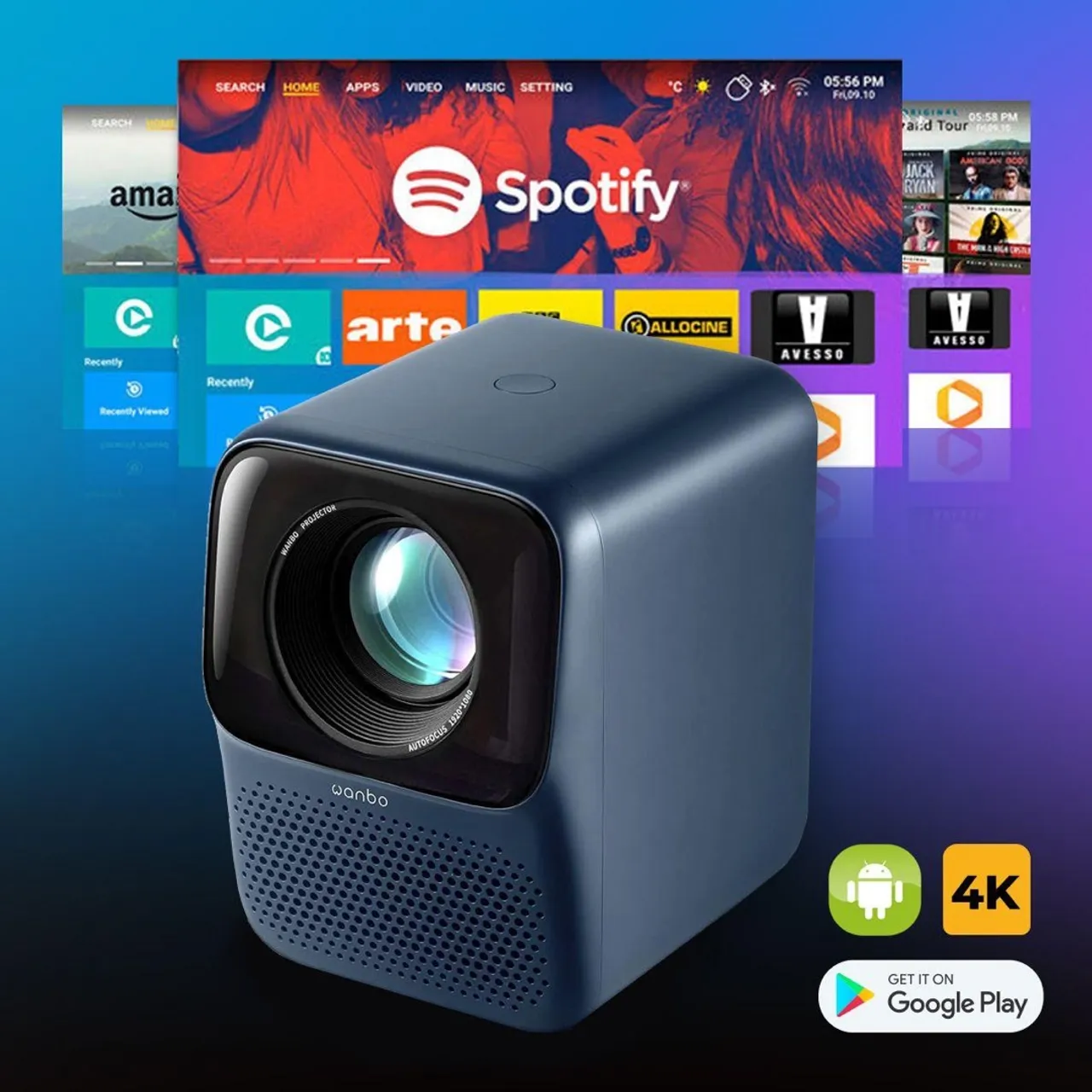 Projetor Wanbo com Android e 4K