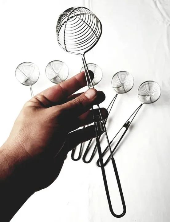 Escumadeiras Filtro Malha de Aranha - 6 Unidades - 27 cm - Bom Estado Conservação  - Foto 5