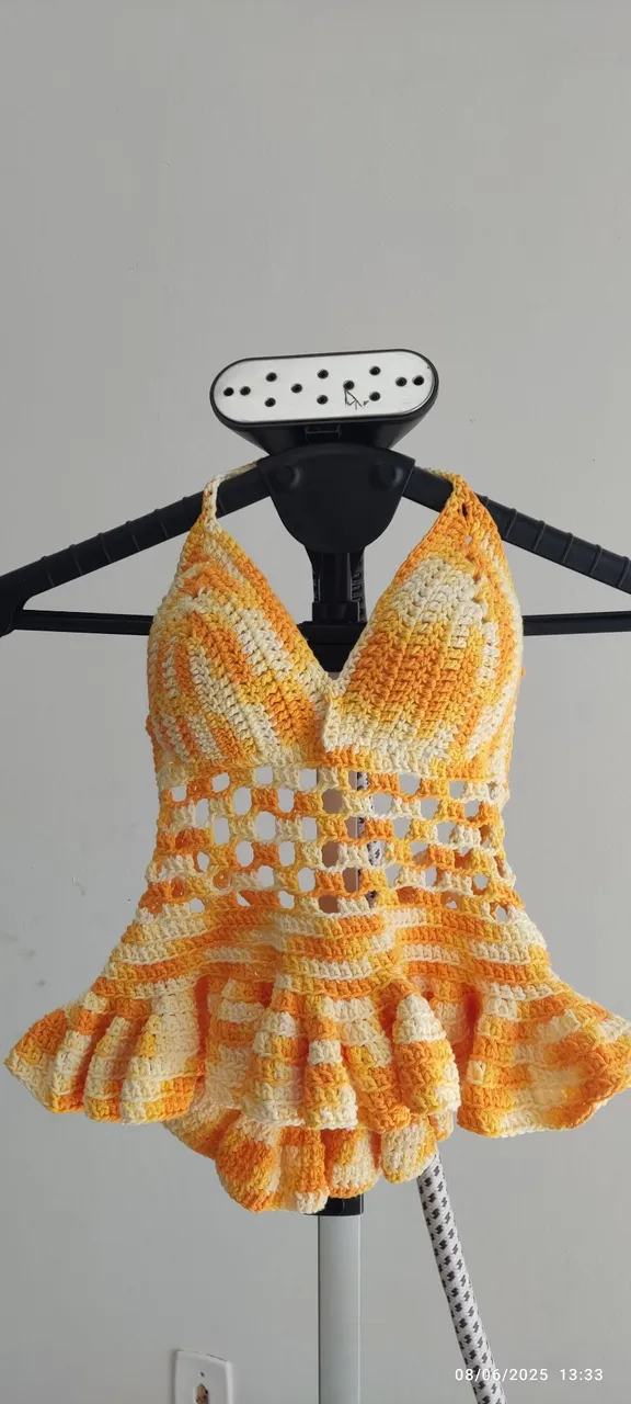 Bata Crochê Amarelo e Laranja