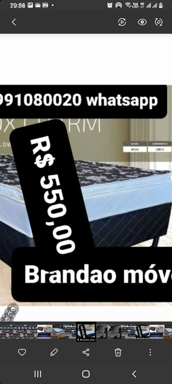 Cama Box Casal R$ 550,00 com dous colchões top pillow